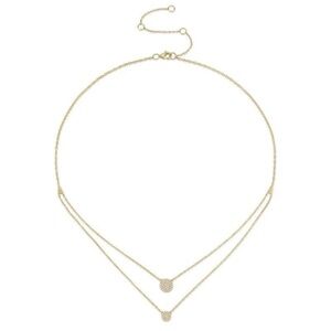 Double Pave Disk 14k Necklace